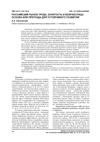 Российский рынок труда, занятость и безработица: основа или преграда для устойчивого развития