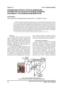 Влияние магнитного поля на изменение параметров частичных разрядов в модели изоляции с распределенным дефектом