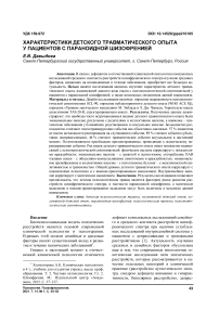 Характеристики детского травматического опыта у пациентов с параноидной шизофренией