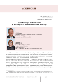 Social challenges of modern world (case study of the international research workshop)