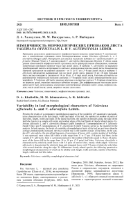Изменчивость морфологических признаков листа Valeriana officinalis L. и V. alternifolia Ledeb.
