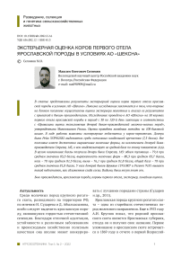 Экстерьерная оценка коров первого отела ярославской породы в условиях АО "Шексна"