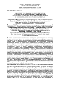 Оценка сортов малины по плотности ягод в связи с механизированной уборкой урожая