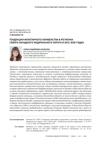 Тенденции монетарного неравенства в регионах Северо-Западного федерального округа в 2015-2020 годах