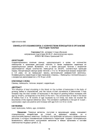 Свинец и его взаимосвязь с количеством лейкоцитов в организме растущих телочек