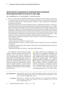 Мониторинг социального самочувствия населения Вологодской области в августе 2022 года