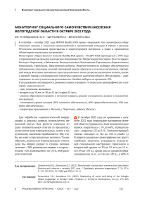Мониторинг социального самочувствия населения Вологодской области в октябре 2022 года