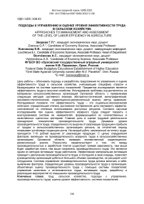 Подходы к управлению и оценке уровня эффективности труда в сельском хозяйстве