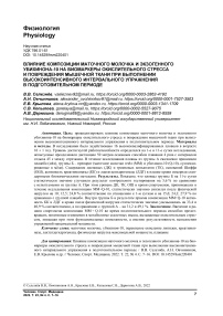 Влияние композиции маточного молочка и экзогенного убихинона-10 на биомаркеры окислительного стресса и повреждения мышечной ткани при выполнении высокоинтенсивного интервального упражнения в подготовительном периоде