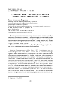 Семантика имен героев в художественной системе романа Джордж Элиот "Адам Бид"