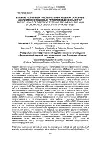 Влияние различных типов пчелиных ульев на основные хозяйственно полезные признаки медоносных пчел