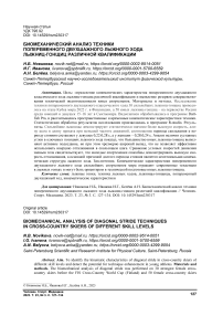 Биомеханический анализ техники попеременного двухшажного лыжного хода лыжниц-гонщиц различной квалификации