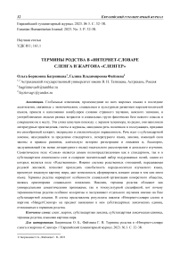 Термины родства в «Интернет-словаре сленга и жаргона «Сленгер»