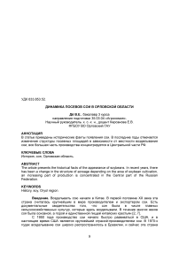 Динамика посевов сои в Орловской области