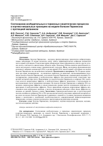 Соотношение возбудительных и тормозных синаптических процессов в кортико-нигральных проекциях на модели болезни Паркинсона с протекцией меланином