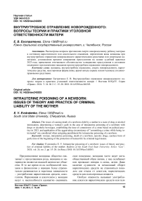 Внутриутробное отравление новорожденного: вопросы теории и практики уголовной ответственности матери