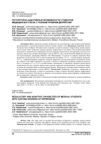 Регуляторно-адаптивные возможности студентов медицинского вуза с разным уровнем депрессии