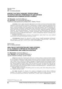 Анализ участия и заданий, предлагаемых на всероссийских олимпиадах по дисциплине «Инженерная и компьютерная графика»