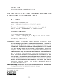 Неустойка в частном праве континентальной Европы: историко-методологический очерк