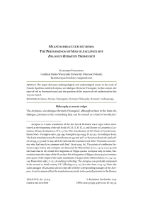 Magnum miraculum est homo. The phenomenon of man in asclepius sive dialogus hermetis trismegisti