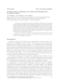 Mathematical modelling of moisture distribution in porous media