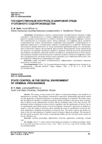 Государственный контроль в цифровой среде уголовного судопроизводства