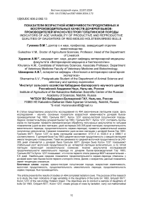 Показатели возрастной изменчивости продуктивных и воспроизводительных качеств дочерей быков-производителей красно-пестрой голштинской породы