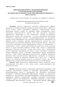 Цифровизация процесса поддержки принятия агротехнологических решений. Методические особенности организации информационного пространства