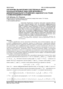 Алгоритмы вычисления собственных чисел начально-краевых задач для волнового дифференциального уравнения, заданного на графе с изменяющимися ребрами