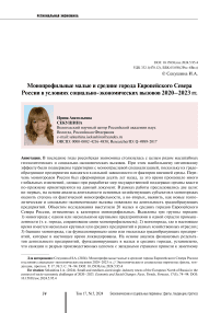 Small and medium-sized single-industry towns of the European North of Russia in the context of socio-economic challenges of 2020-2023