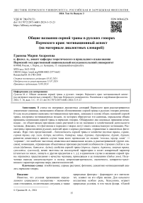 Общие названия сорной травы в русских говорах Пермского края: мотивационный аспект (на материале диалектных словарей)