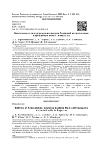 Биопленки углеводородокисляющих бактерий антропогенно нарушенных почв г. Когалыма