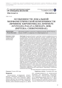 Особенности локальной морфометрической изменчивости личинок хирономид на примере Einfeldia pagana (Meigen, 1838) (Diptera: Chironomidae)
