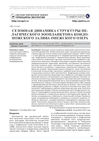 Сезонная динамика структуры пелагического зоопланктона Кондопожского залива Онежского озера