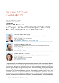 Миграционные намерения и приверженность жителей малых городов своей родине