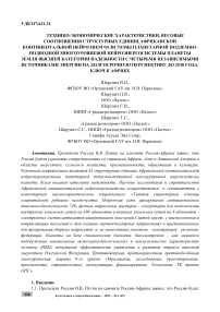 Технико-экономические характеристики, весовые соотношения структурных единиц африканской континентальной нейроэнергосистемы планетарной подземно-подводной многоуровневой нейроэнергосистемы планеты Земля высшей категории надежности с четырьмя независимыми источниками энергии на долгосрочную перспективу до 2530 года. Ключ к Африке