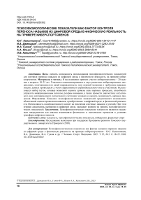 Психофизиологические показатели как фактор контроля переноса навыков из цифровой среды в физическую реальность на примере киберспортсменов