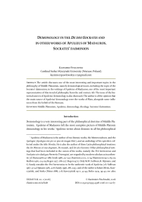 Demonology in the De deo Socratis and in other works of Apuleius of Madauros. Socrates’ daimonion