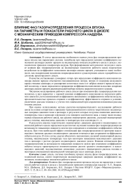 Влияние фаз газораспределения процесса впуска на параметры и показатели рабочего цикла в дизеле с механическим приводом компрессора наддува