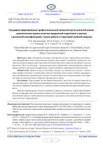 Специфика формирования профессиональной компетентности учителей химии: сравнительная оценка качества предметной подготовки в группах с различной квалификацией, стажем работы и структурой учебной нагрузки