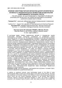 Влияние электромагнитной обработки цыплят-бройлеров на активность пищеварительных ферментов в дуоденальном содержимом при тепловом стрессе