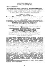 Эффективность применения разных доз кормовой добавки «Мука протеиновая кормовая» в кормлении цыплят бройлеров