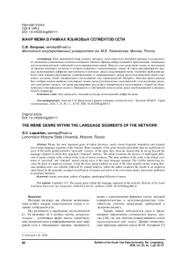 Жанр мема в рамках языковых сегментов сети