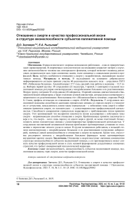Отношение к смерти и качество профессиональной жизни в структуре жизнеспособности субъектов паллиативной помощи