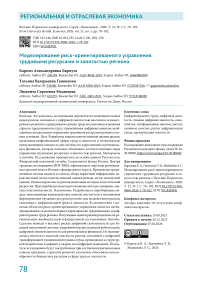 Моделирование риск-ориентированного управления трудовыми ресурсами и занятостью региона