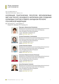 Коллекция генетических ресурсов зернобобовых ВИР как ресурс исходного материала для создания кормовых сортов в Северо-Западном регионе Российской Федерации