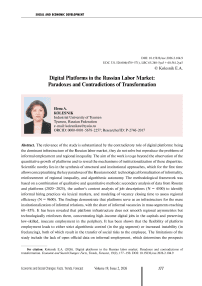 Digital platforms in the Russian labor market: Paradoxes and contradictions of transformation