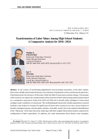 Transformation of labor values among high school students: A comparative analysis for 2018–2024