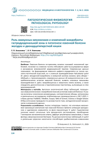 Роль иммунных механизмов и изменений микробиоты гастродуоденальной зоны в патогенезе язвенной болезни желудка и двенадцатиперстной кишки