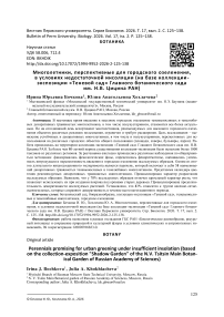 Многолетники, перспективные для городского озеленения, в условиях недостаточной инсоляции (на базе коллекции-экспозиции «Теневой сад» Главного ботанического сада им. Н.В. Цицина РАН)